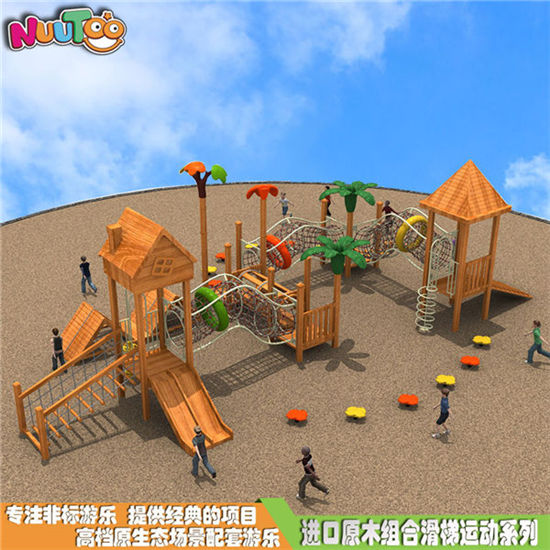 兒童組合滑梯爬網(wǎng) 木質(zhì)組合滑梯 高質(zhì)量戶外游樂(lè)設(shè)施廠家LT-ZH010